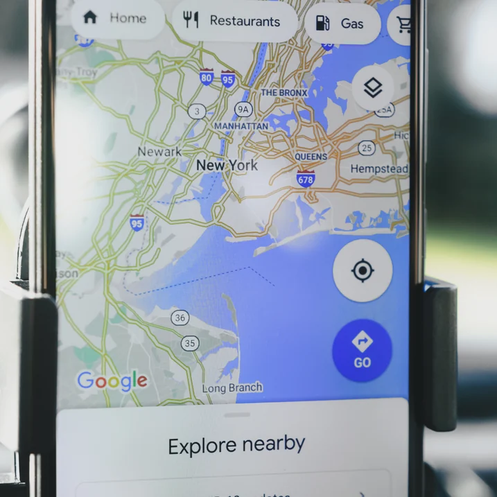 A map app on a phone