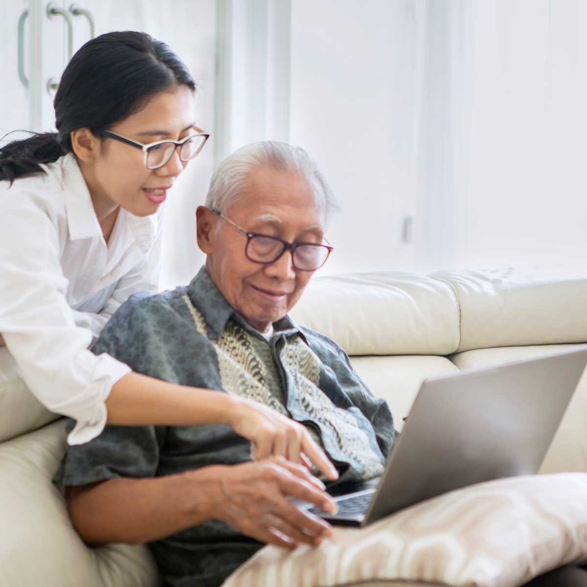 elderly man learning