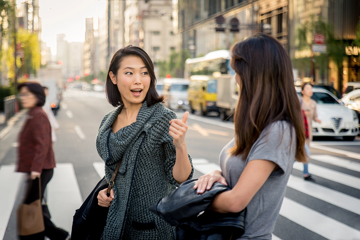 Two women speaking Japanese
