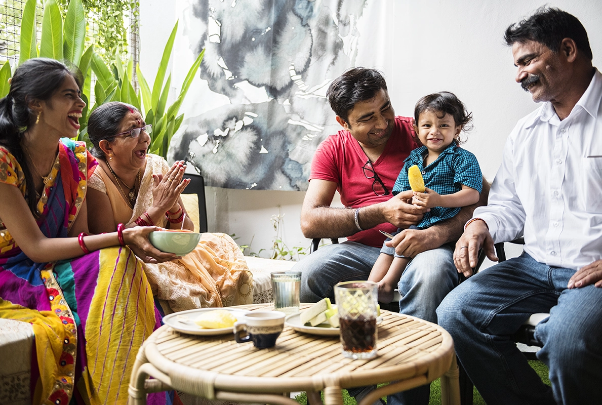 A family speaking Tamil
