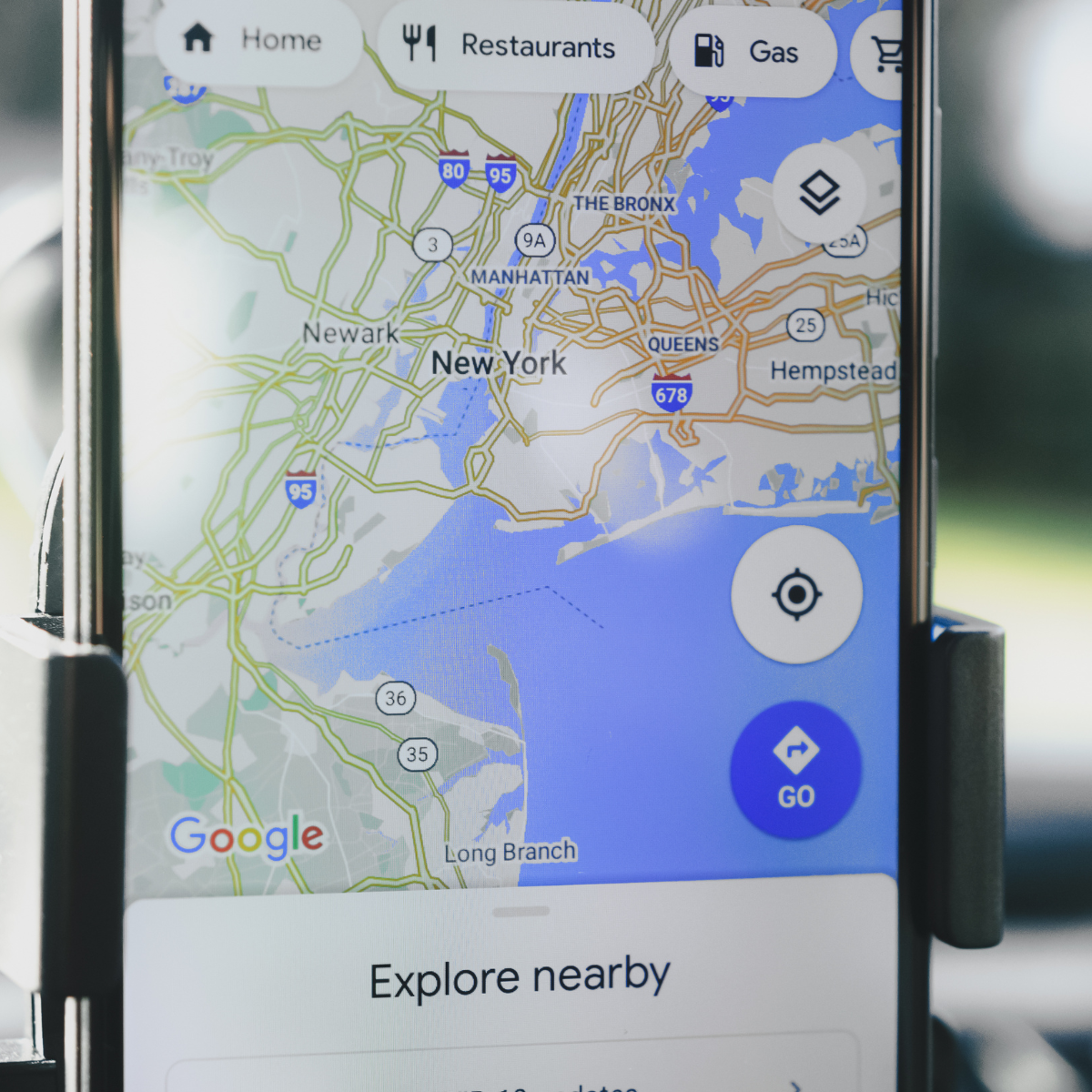 A map app on a phone